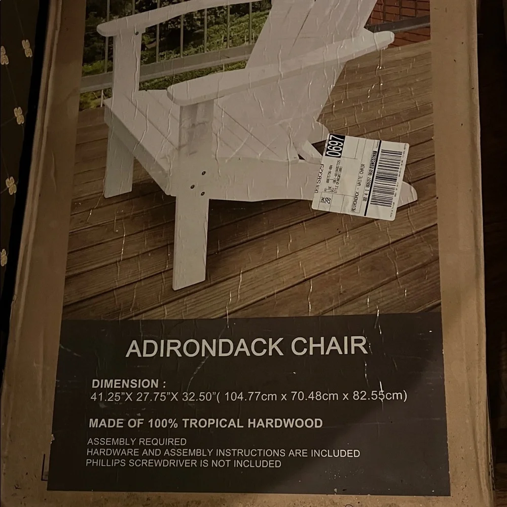 Adirondack Chair - White Hardwood Outdoor Accent - Picture 2 of 8